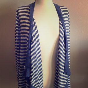 INC Blue and White Striped Sweater
